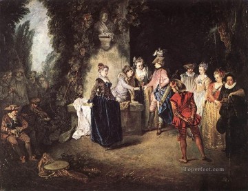  Watteau Oil Painting - The French Comedy Jean Antoine Watteau